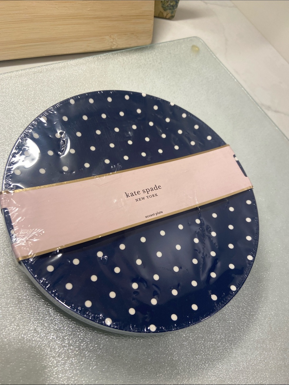 kate spade Navy with White Polka Dot Accent Plate